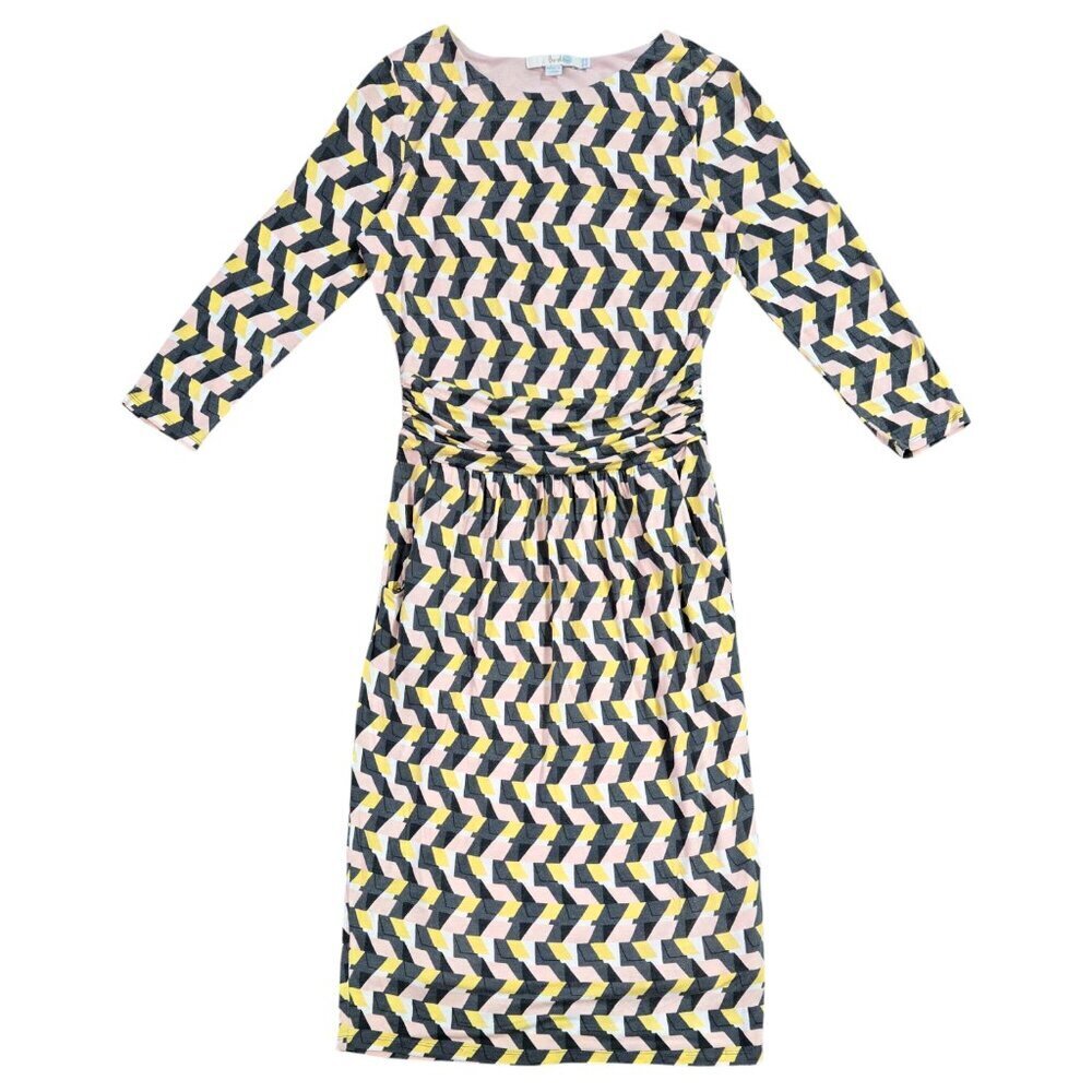 Boden Multicolor Abstract Geometric Tencel Lyocell Dress Pockets Secretary WW123